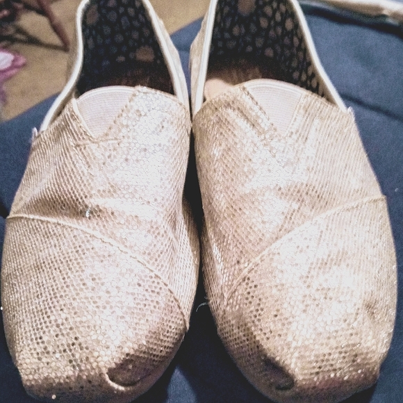 Toms silver sparkle women's size W 7 slip in flats - Picture 6 of 7